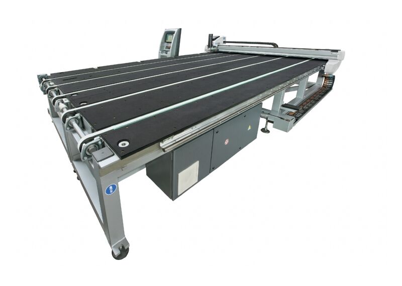 Стол раскроя стекла с ремнями для транспортировки и воздушной подушкой - станок для резки стекла Bottero 343 BKM