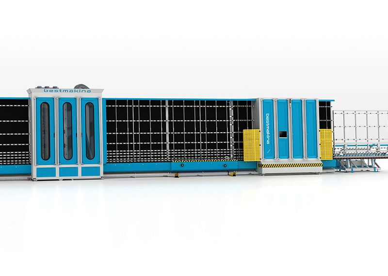 Автоматизированная моющая-прессующая линия с панельным серво-прессом для стеклопакетов Best Makina BWPL